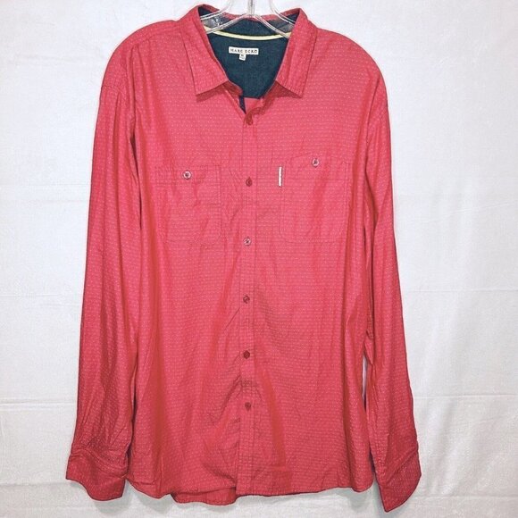Marc Ecko Cut & Sew Cotton Long Sleeve Collared Button Up Shirt Sz XL Muted Red - Picture 1 of 10